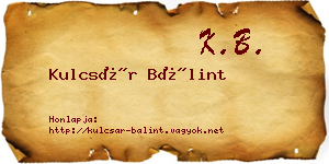Kulcsár Bálint névjegykártya