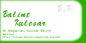 balint kulcsar business card