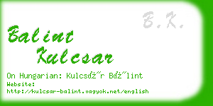 balint kulcsar business card